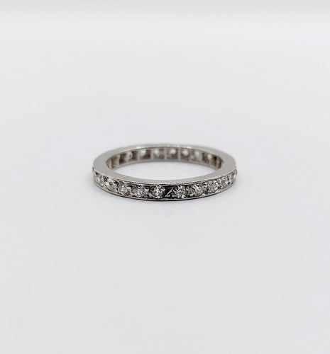 Bague 44.5 Art déco - Alliance américaine en or blanc 18k et diamants 58 Facettes A07815