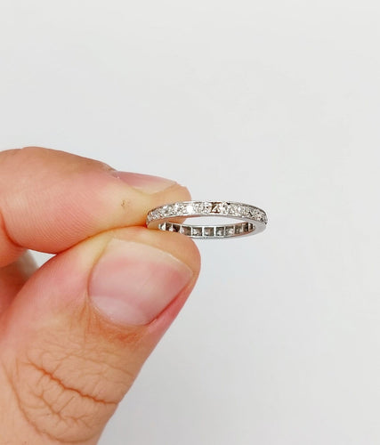Bague 44.5 Art déco - Alliance américaine en or blanc 18k et diamants 58 Facettes A07815