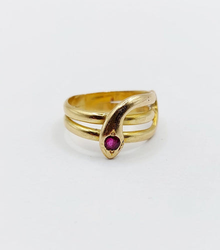 Bague 45 Bague serpent antique en or rose 18k et rubis 58 Facettes A07819