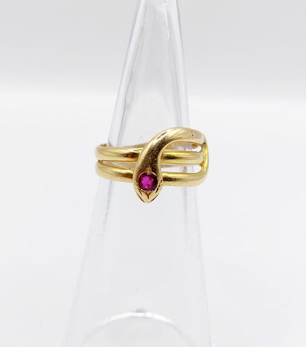 Bague 45 Bague serpent antique en or rose 18k et rubis 58 Facettes A07819
