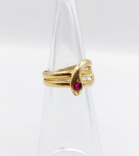 Bague 45 Bague serpent antique en or rose 18k et rubis 58 Facettes A07819