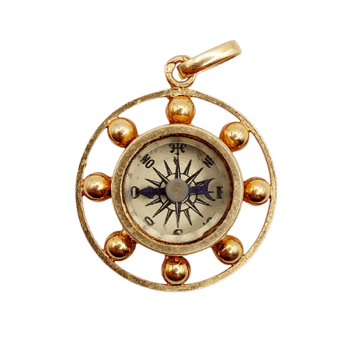 Pendentif Pendentif boussole ancien en or rose 18k, vers 1920 58 Facettes A07824