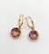Boucles d'oreilles Dormeuses antiques en or 18k, rubis synthétiques et diamants 58 Facettes A07825