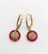 Boucles d'oreilles Dormeuses antiques en or 18k, rubis synthétiques et diamants 58 Facettes A07825