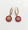Boucles d'oreilles Dormeuses antiques en or 18k, rubis synthétiques et diamants 58 Facettes A07825