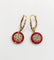 Boucles d'oreilles Dormeuses antiques en or 18k, rubis synthétiques et diamants 58 Facettes A07825