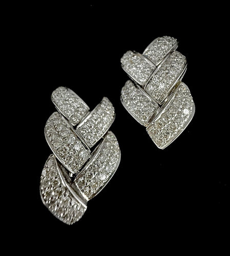 Boucles d'oreilles Boucles d'oreilles clips en or blanc 18 carats et diamants 58 Facettes Boucles 002