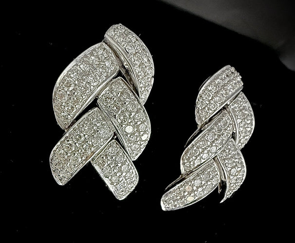 Boucles d'oreilles Boucles d'oreilles clips en or blanc 18 carats et diamants 58 Facettes Boucles 002