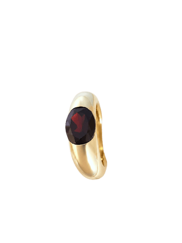 Bague 54.5 Bague jonc bombé en or jaune 18K et grenat 58 Facettes 339