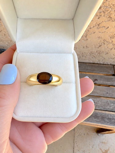 Bague 54.5 Bague jonc bombé en or jaune 18K et grenat 58 Facettes 339