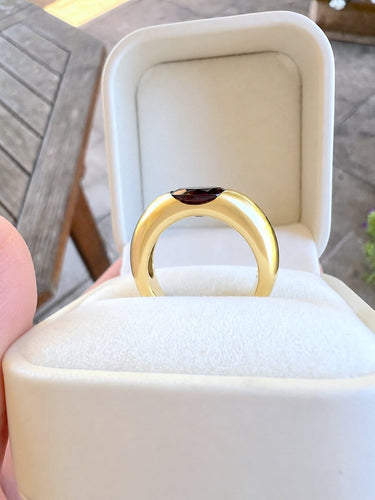 Bague 54.5 Bague jonc bombé en or jaune 18K et grenat 58 Facettes 339
