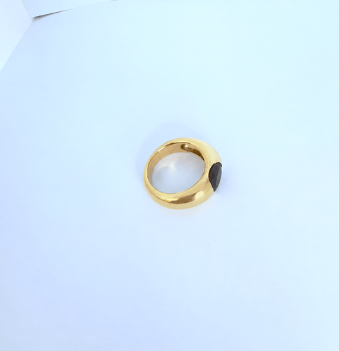 Bague 54.5 Bague jonc bombé en or jaune 18K et grenat 58 Facettes 339