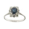 Bague 60 Bague halo en or blanc 18 kt, saphir et diamants 58 Facettes 33202