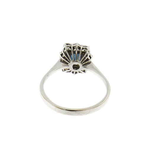 Bague 60 Bague halo en or blanc 18 kt, saphir et diamants 58 Facettes 33202