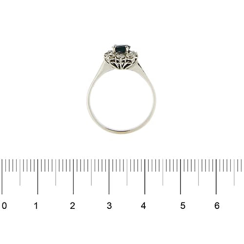 Bague 60 Bague halo en or blanc 18 kt, saphir et diamants 58 Facettes 33202