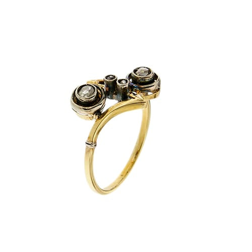 Bague 55 Bague en or blanc et jaune 18k avec diamants 58 Facettes 36405