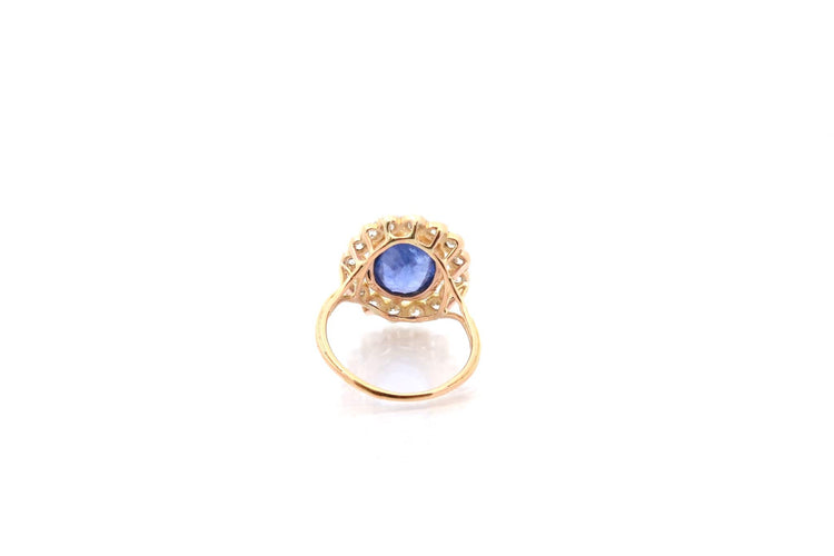 Bague 53 Bague vintage en platine et or 18k saphir de Ceylan et diamants 58 Facettes 26609-26691
