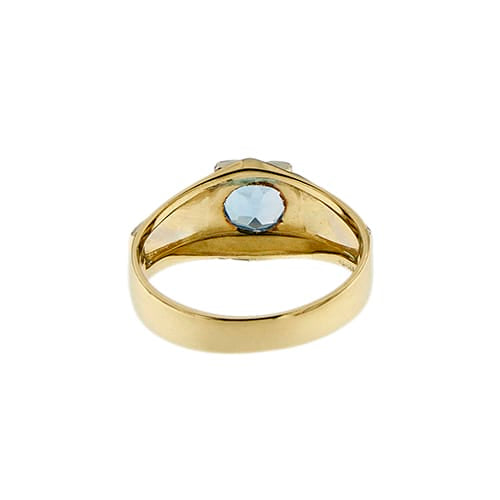 Bague 60 Chevalière en or jaune et blanc 18 kt avec topaze 58 Facettes 40909