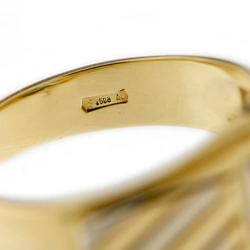 Bague 60 Chevalière en or jaune et blanc 18 kt avec topaze 58 Facettes 40909
