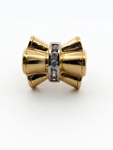 Bague 54 Bague vintage années 50-60 en or jaune 18 kt et diamants 58 Facettes 539/26 C