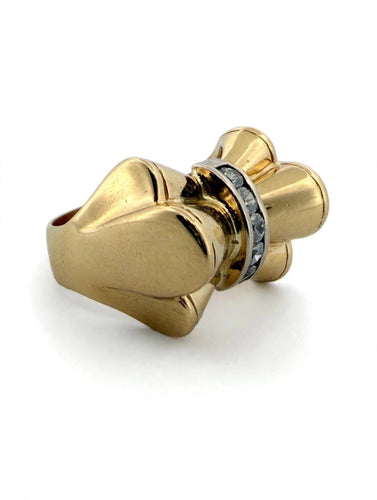 Bague 54 Bague vintage années 50-60 en or jaune 18 kt et diamants 58 Facettes 539/26 C