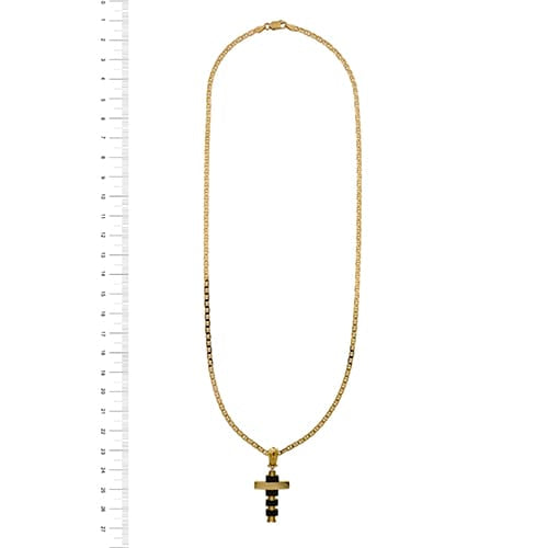 Collier Collier - Croix moderne en or jaune 18 ct et onyx 58 Facettes 34312