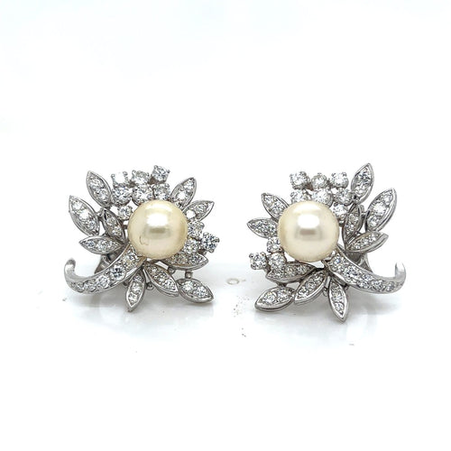 Boucles d'oreilles Boucles d’oreilles clips florales en or blanc 18 ct 58 Facettes B 22