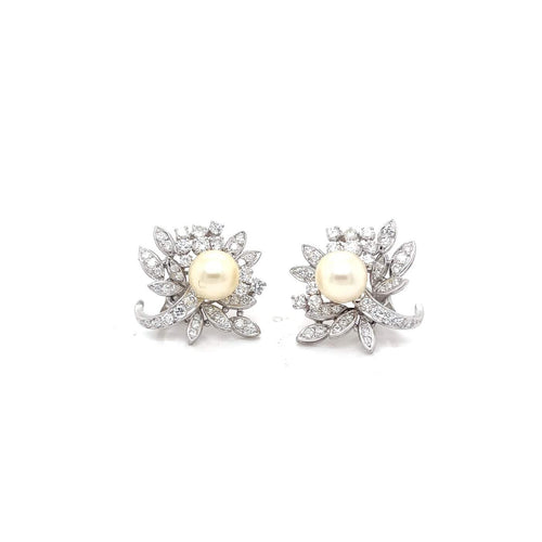 Boucles d'oreilles Boucles d’oreilles clips florales en or blanc 18 ct 58 Facettes B 22