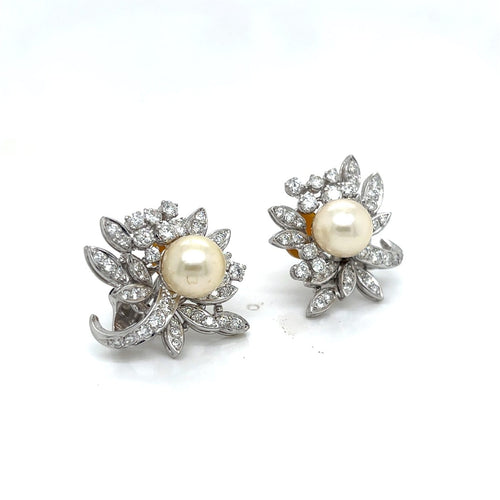 Boucles d'oreilles Boucles d’oreilles clips florales en or blanc 18 ct 58 Facettes B 22