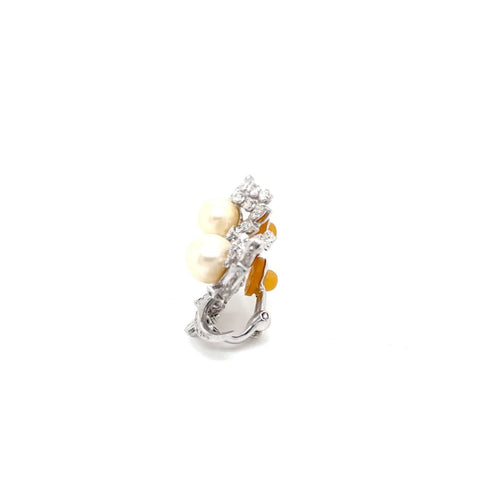 Boucles d'oreilles Boucles d’oreilles clips florales en or blanc 18 ct 58 Facettes B 22