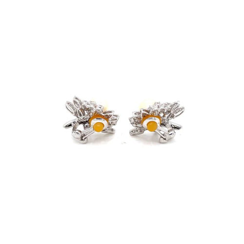 Boucles d'oreilles Boucles d’oreilles clips florales en or blanc 18 ct 58 Facettes B 22