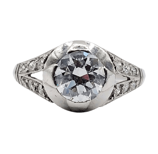 Bague 48.5 Art déco - Bague solitaire en platine et diamant 0,85 ct 58 Facettes A07832