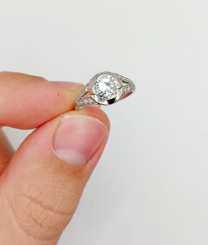 Bague 48.5 Art déco - Bague solitaire en platine et diamant 0,85 ct 58 Facettes A07832