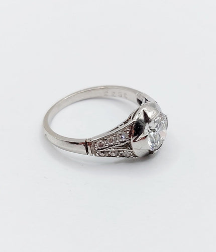 Bague 48.5 Art déco - Bague solitaire en platine et diamant 0,85 ct 58 Facettes A07832