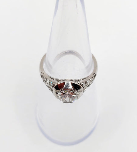 Bague 48.5 Art déco - Bague solitaire en platine et diamant 0,85 ct 58 Facettes A07832