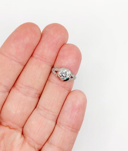 Bague 48.5 Art déco - Bague solitaire en platine et diamant 0,85 ct 58 Facettes A07832