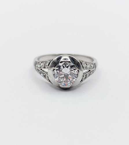 Bague 48.5 Art déco - Bague solitaire en platine et diamant 0,85 ct 58 Facettes A07832