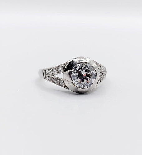 Bague 48.5 Art déco - Bague solitaire en platine et diamant 0,85 ct 58 Facettes A07832