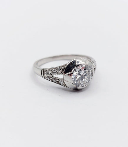 Bague 48.5 Art déco - Bague solitaire en platine et diamant 0,85 ct 58 Facettes A07832