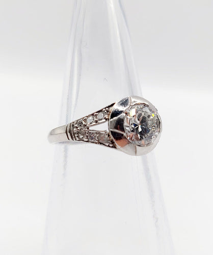 Bague 48.5 Art déco - Bague solitaire en platine et diamant 0,85 ct 58 Facettes A07832