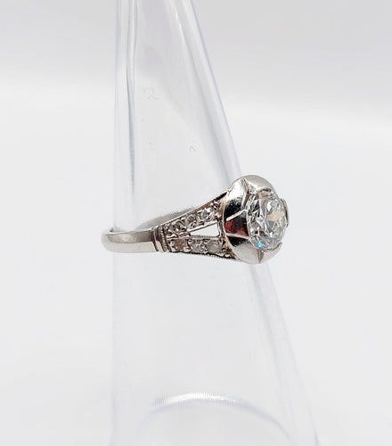 Bague 48.5 Art déco - Bague solitaire en platine et diamant 0,85 ct 58 Facettes A07832