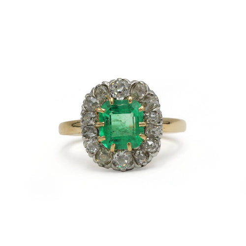 Bague 52 Bague ancienne en or jaune 18k, diamants et émeraude 58 Facettes 1419