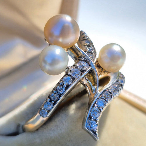 Bague 60 Art Nouveau - Bague duchesse en or jaune 18k, perles et diamants 58 Facettes Bague-002
