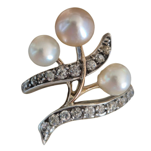 Bague 60 Art Nouveau - Bague duchesse en or jaune 18k, perles et diamants 58 Facettes Bague-002