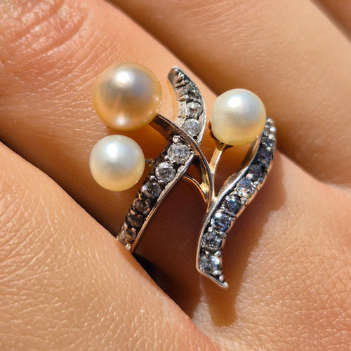 Bague 60 Art Nouveau - Bague duchesse en or jaune 18k, perles et diamants 58 Facettes Bague-002