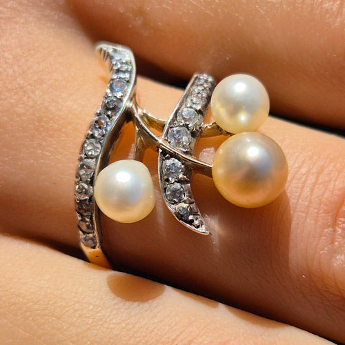 Bague 60 Art Nouveau - Bague duchesse en or jaune 18k, perles et diamants 58 Facettes Bague-002