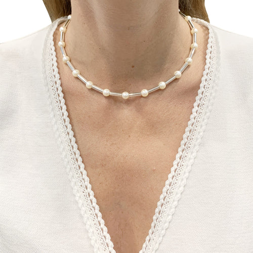 Collier Poiray - Collier Fuseau en or blanc et perles 58 Facettes 36020