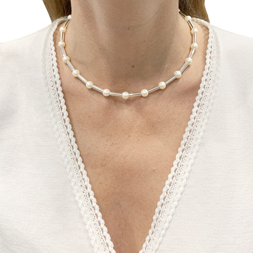 Collier Poiray - Collier Fuseau en or blanc et perles 58 Facettes 36020