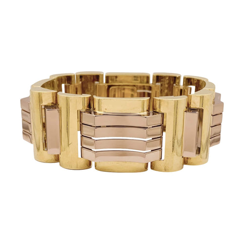 Bracelet Bracelet Tank en or jaune et or rose 750 58 Facettes 35924