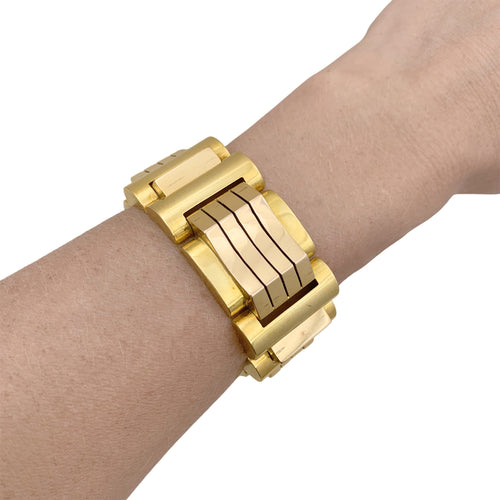 Bracelet Bracelet Tank en or jaune et or rose 750 58 Facettes 35924